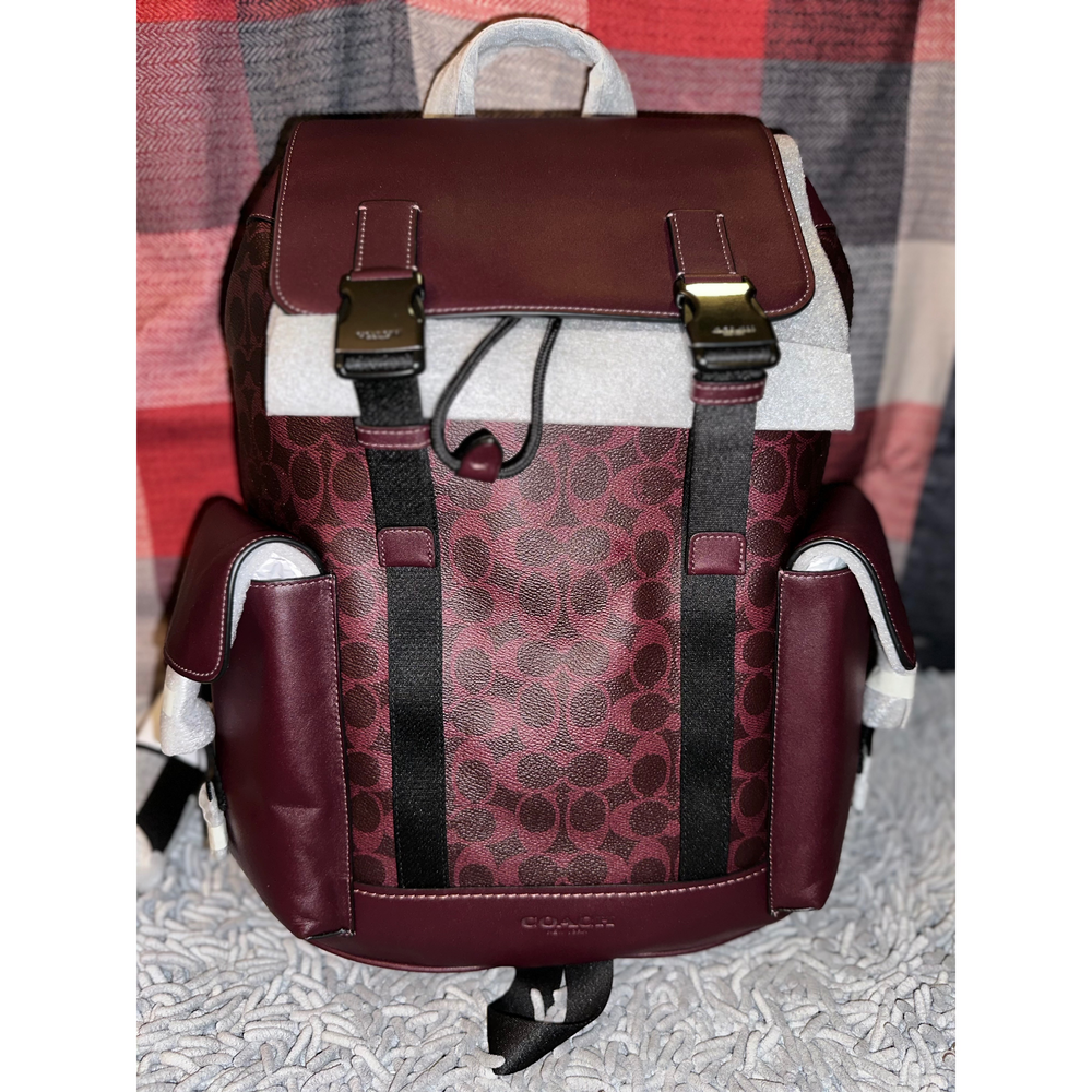 Coach Signature Leather Backpack in Red - Picture 1 of 8